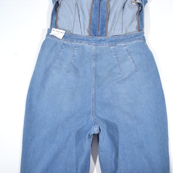 NEW FREE PEOPLE 2ND AVE CRVY DENIM ONE PIECE JUMPSUIT, SZ 14 - Picture 10 of 11